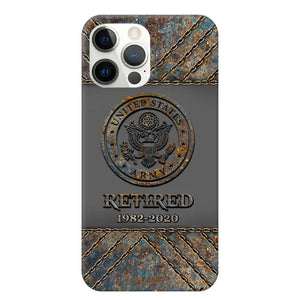 Personalized Retired US Army Logo Custom Service Time Phonecase Printed VQ241086