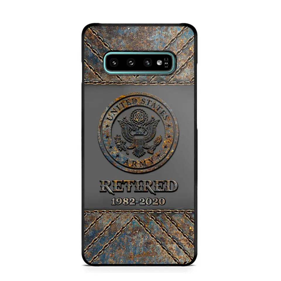 Personalized Retired US Army Logo Custom Service Time Phonecase Printed VQ241086