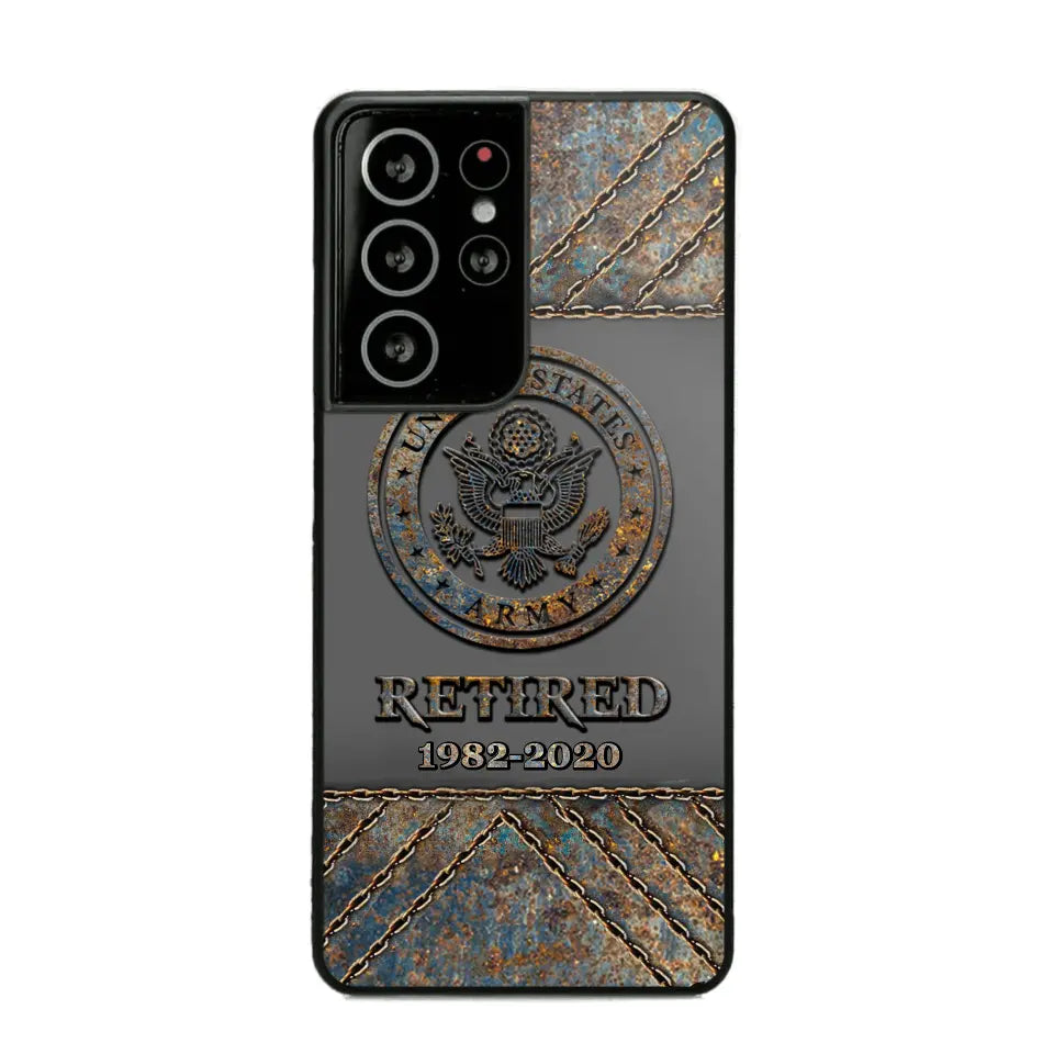 Personalized Retired US Army Logo Custom Service Time Phonecase Printed VQ241086