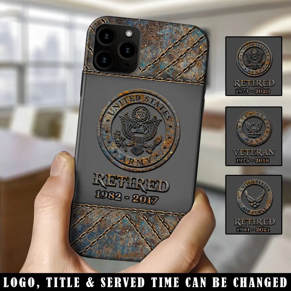 Personalized Retired US Army Logo Custom Service Time Phonecase Printed VQ241086