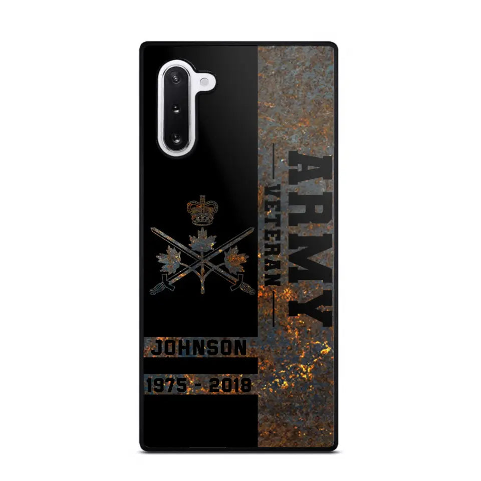 Personalized Canadian Army Veteran Canadian Army Logo Custom Name & Time Phonecase Printed QTKH241089