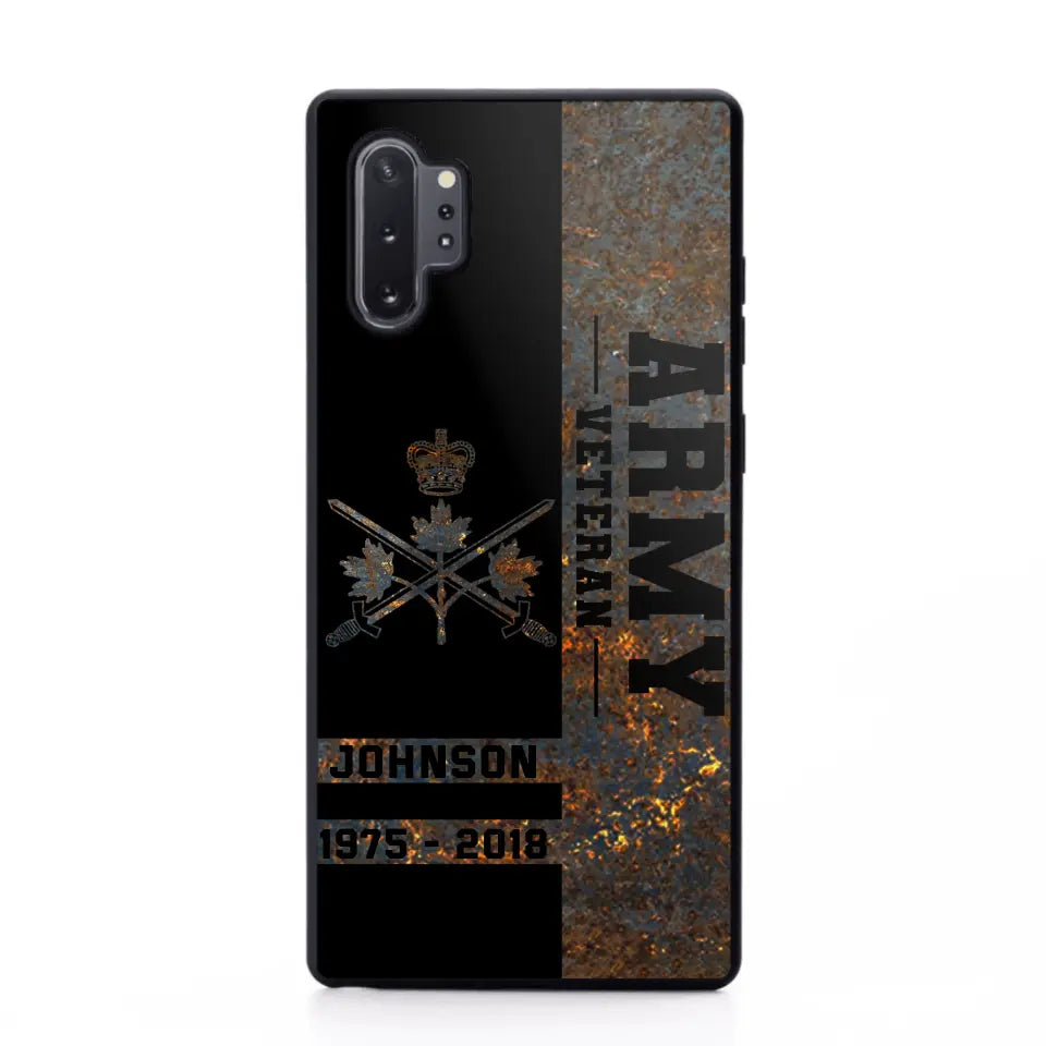 Personalized Canadian Army Veteran Canadian Army Logo Custom Name & Time Phonecase Printed QTKH241089