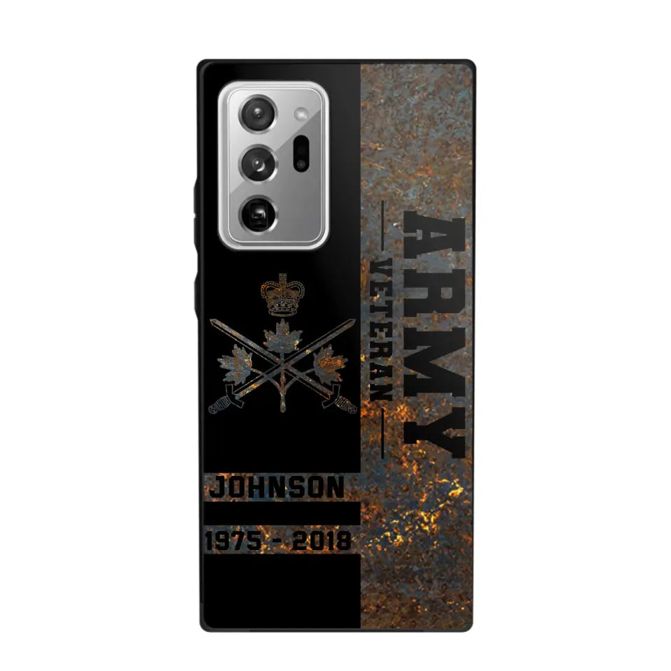 Personalized Canadian Army Veteran Canadian Army Logo Custom Name & Time Phonecase Printed QTKH241089