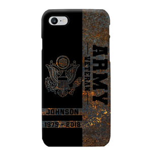 Personalized US Army Veteran US Army Logo Custom Name & Time Phonecase Printed QTKH241089