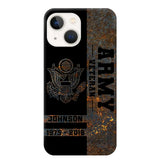 Personalized US Army Veteran US Army Logo Custom Name & Time Phonecase Printed QTKH241089