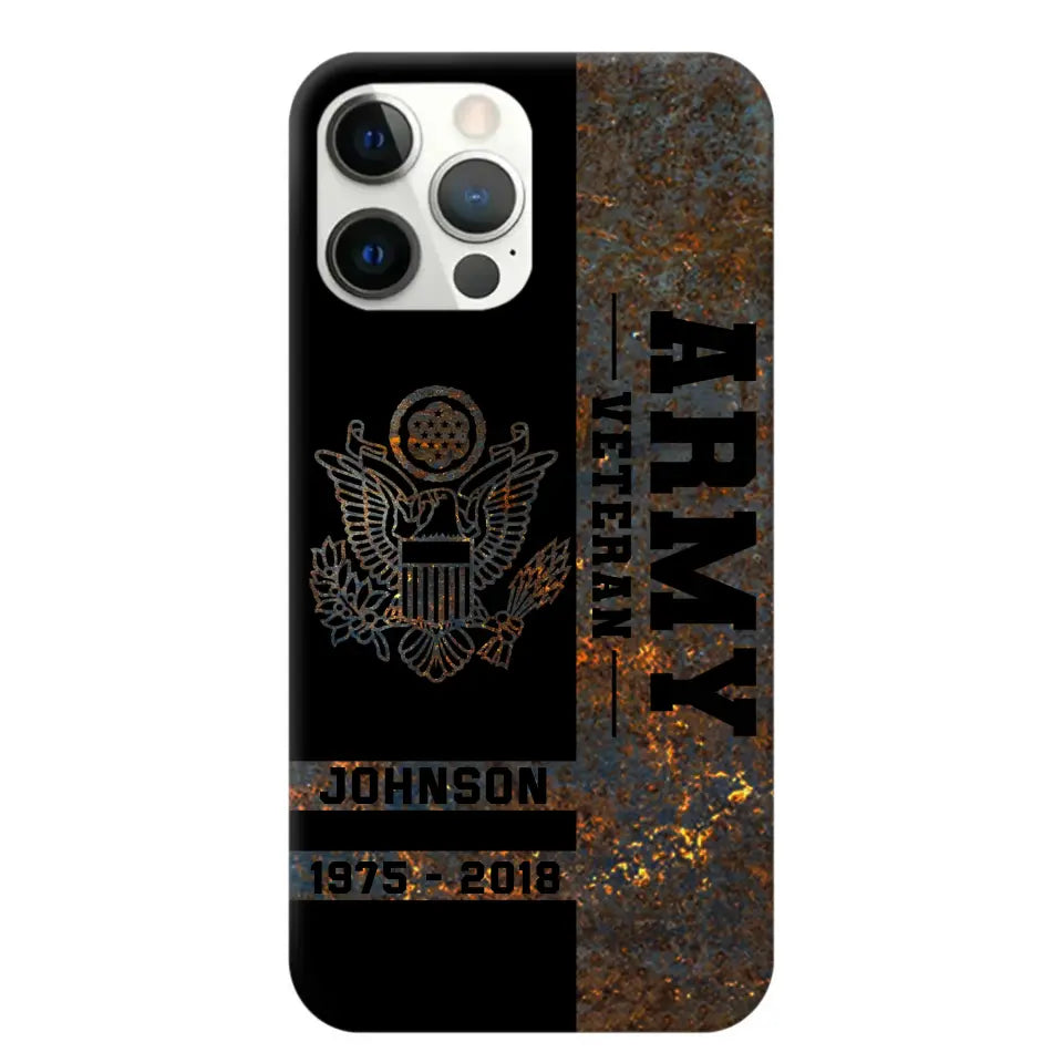 Personalized US Army Veteran US Army Logo Custom Name & Time Phonecase Printed QTKH241089