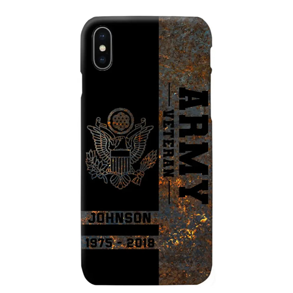 Personalized US Army Veteran US Army Logo Custom Name & Time Phonecase Printed QTKH241089