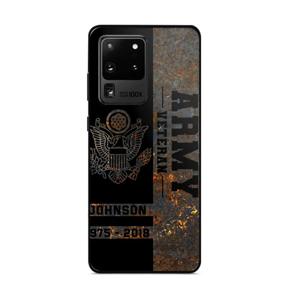 Personalized US Army Veteran US Army Logo Custom Name & Time Phonecase Printed QTKH241089