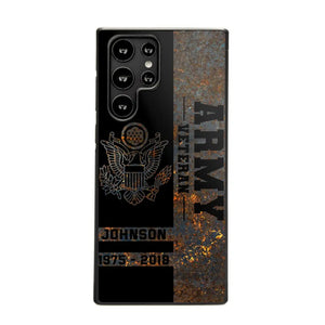 Personalized US Army Veteran US Army Logo Custom Name & Time Phonecase Printed QTKH241089