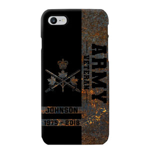 Personalized Canadian Army Veteran Canadian Army Logo Custom Name & Time Phonecase Printed QTKH241089