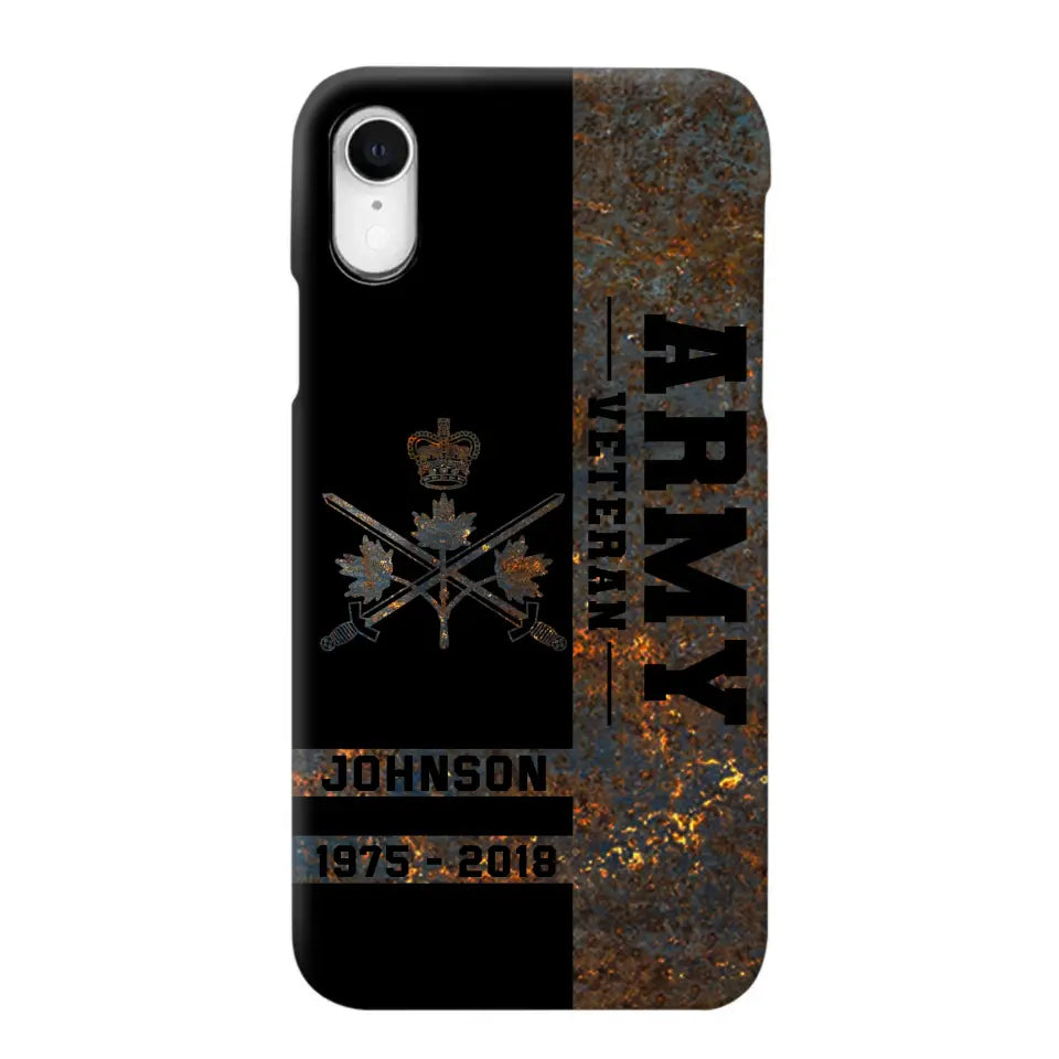 Personalized Canadian Army Veteran Canadian Army Logo Custom Name & Time Phonecase Printed QTKH241089