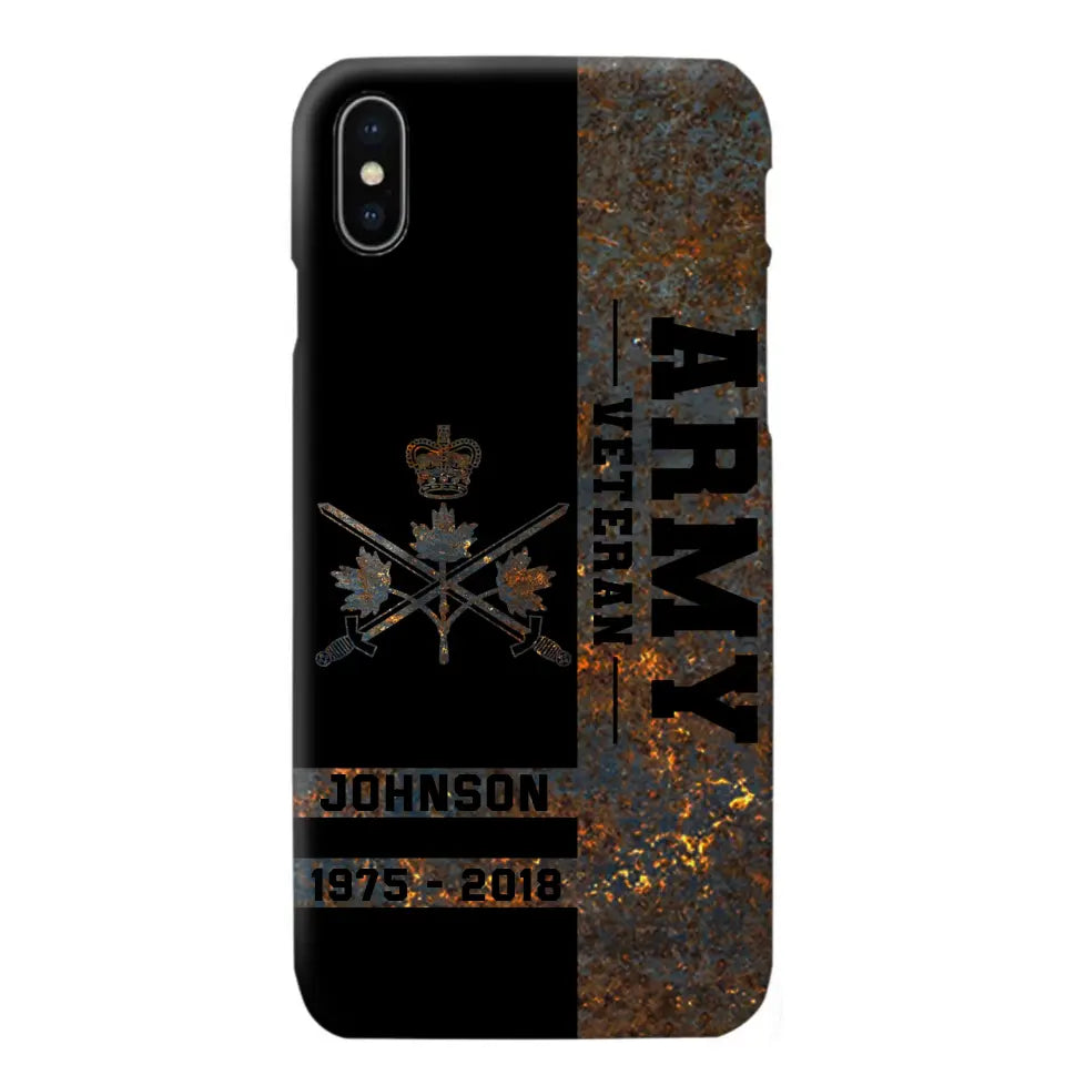 Personalized Canadian Army Veteran Canadian Army Logo Custom Name & Time Phonecase Printed QTKH241089