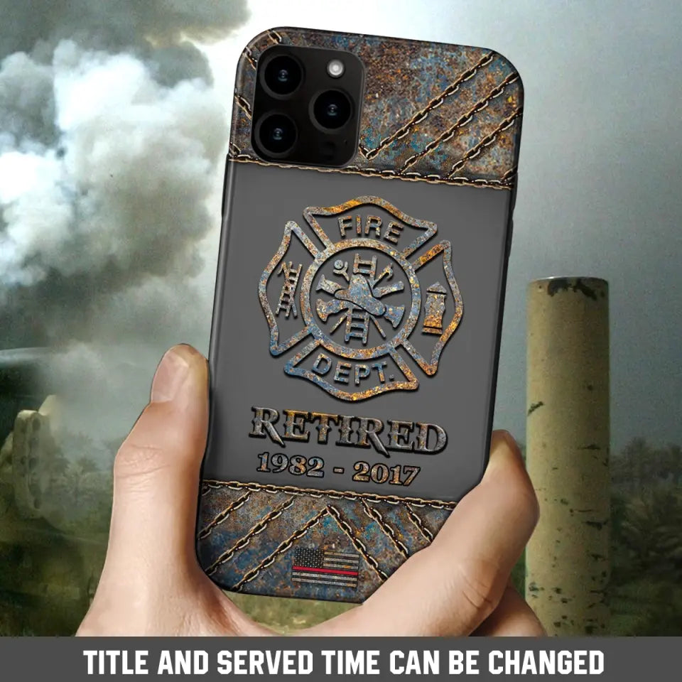 Personalized Retired US Firefighter Custom Service Time Phonecase Printed QTKH241100