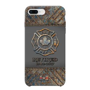 Personalized Retired Canadian Firefighter Custom Service Time Phonecase Printed QTKH241100