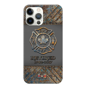 Personalized Retired Canadian Firefighter Custom Service Time Phonecase Printed QTKH241100