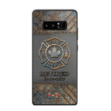 Personalized Retired Canadian Firefighter Custom Service Time Phonecase Printed QTKH241100