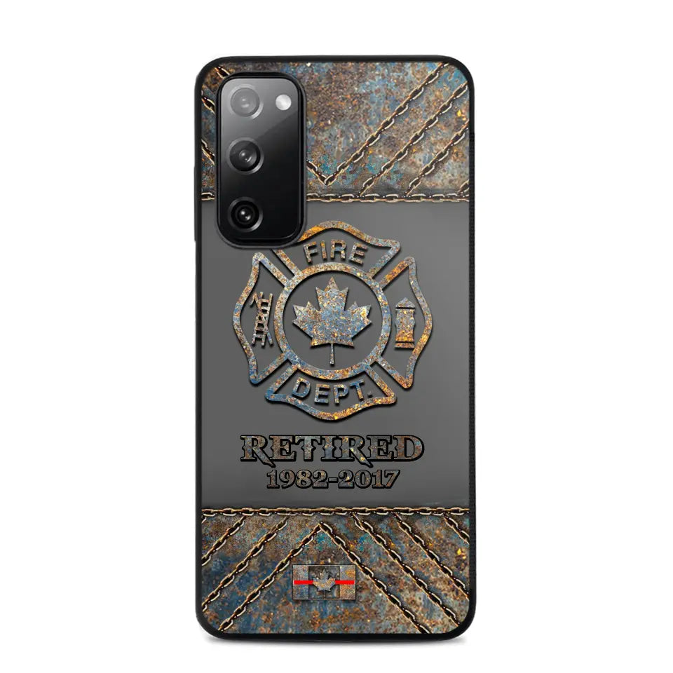 Personalized Retired Canadian Firefighter Custom Service Time Phonecase Printed QTKH241100