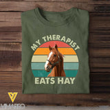 Personalized Upload Your Horse Photo My Therapist Eats Hay Horse Lovers Gift T-shirt Printed VQ241107