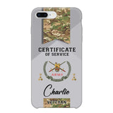 Personalized UK Veteran Logo Custom Name & Rank Gold  Phonecase Printed AHHN241185