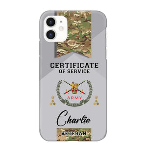 Personalized UK Veteran Logo Custom Name & Rank Gold  Phonecase Printed AHHN241185