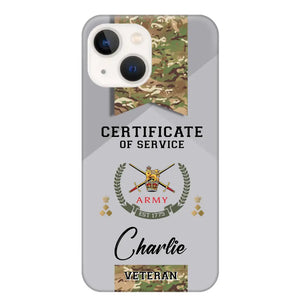 Personalized UK Veteran Logo Custom Name & Rank Gold  Phonecase Printed AHHN241185