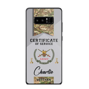 Personalized UK Veteran Logo Custom Name & Rank Gold  Phonecase Printed AHHN241185