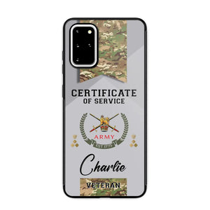 Personalized UK Veteran Logo Custom Name & Rank Gold  Phonecase Printed AHHN241185