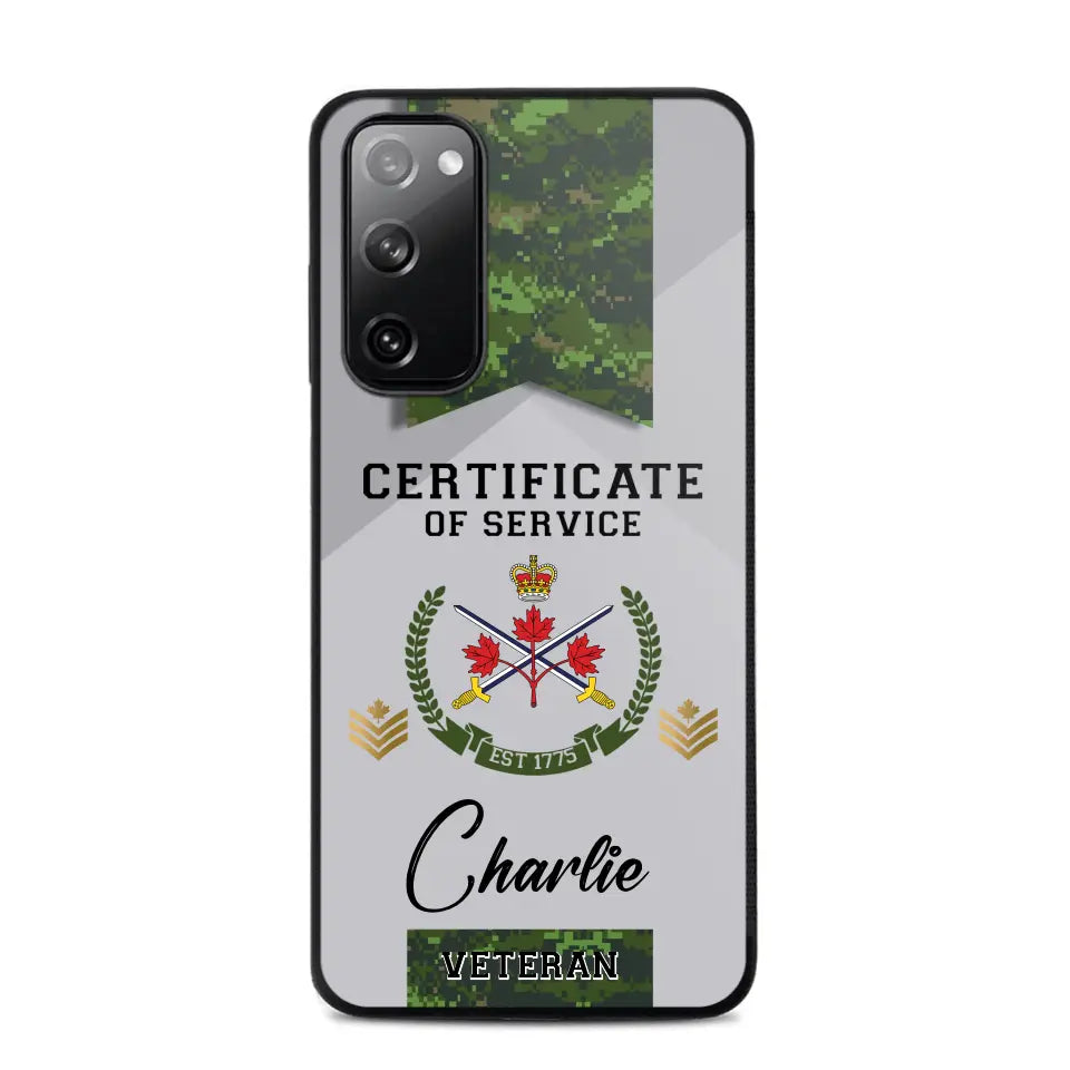 Personalized Canadian Veteran Logo Custom Name & Rank Gold Phonecase Printed AHHN241185