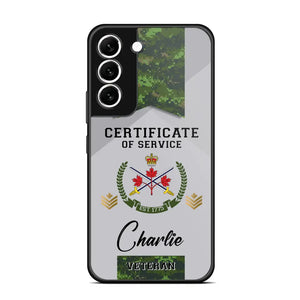 Personalized Canadian Veteran Logo Custom Name & Rank Gold Phonecase Printed AHHN241185