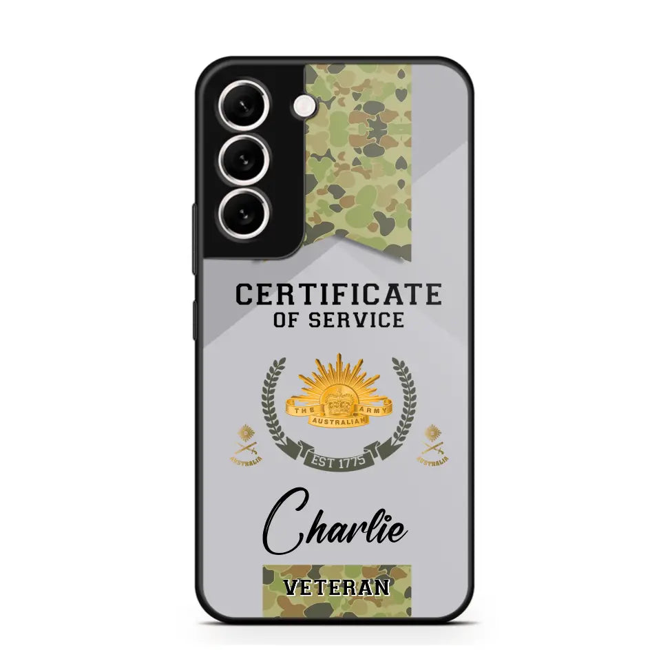 Personalized Australian Veteran Logo Custom Name & Rank Gold Phonecase Printed AHHN241185