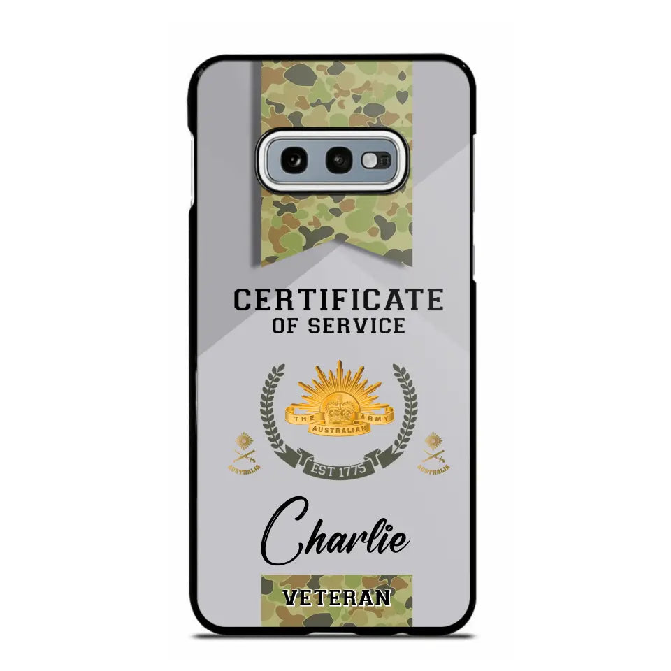 Personalized Australian Veteran Logo Custom Name & Rank Gold Phonecase Printed AHHN241185