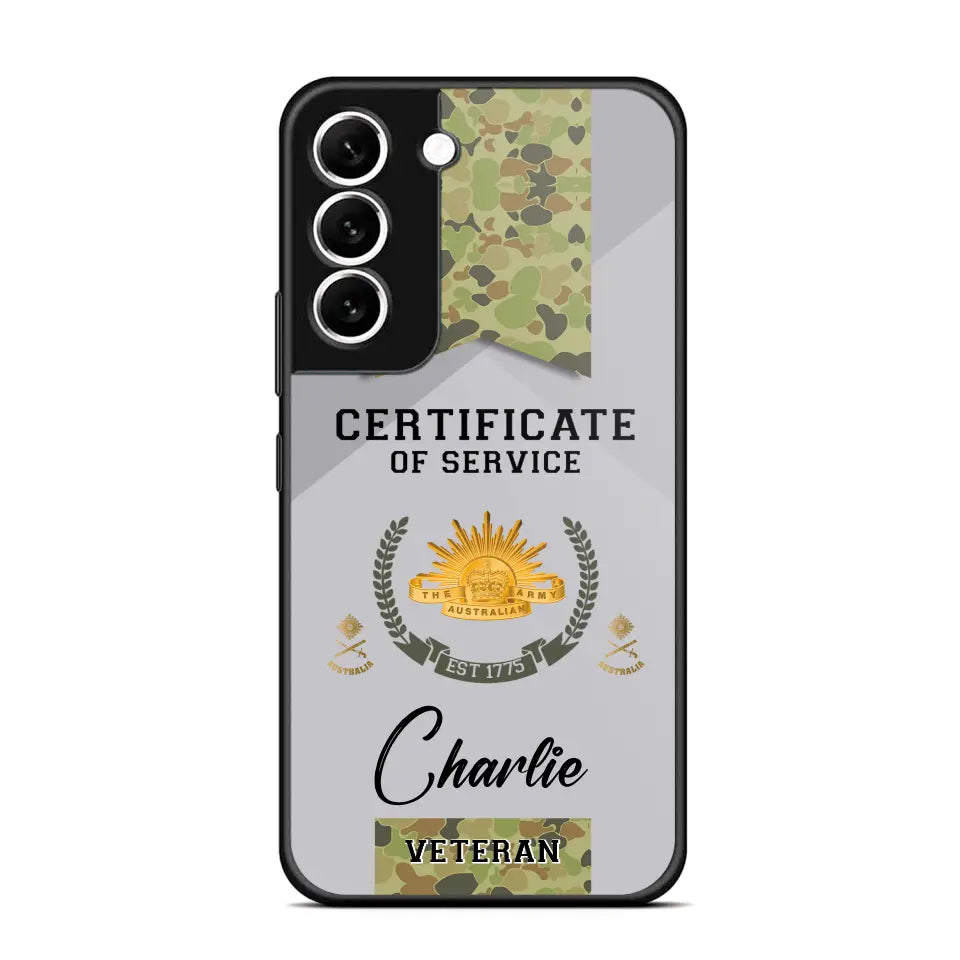 Personalized Australian Veteran Logo Custom Name & Rank Gold Phonecase Printed AHHN241185