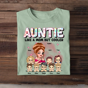 Personalized Auntie Like A Mom But Cooler & Kid Names T-shirt Printed HN241243