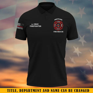 Personalized US Firefighter Flag Custom Name & Polo Shirt 2D Printed QTKH241264