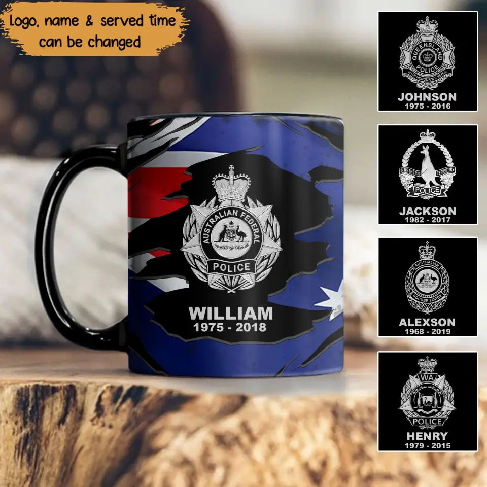 Personalized Australian Police Branch Logo Custom Name & Time Mug Printed VQ241265