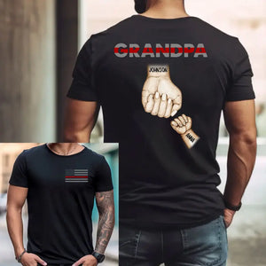 Personalized Grandpa Firefighter Hands with Kid Names T-shirt Printed VQ241317