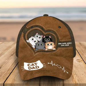 Personalized Cat Dad Cat Mom Cat Lovers Gift Cap 3D Printed HN241310