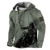 Personalized Upload Your Photo US Motorbiker Lace-up Long Sleeves Hoodie 3D Printed HN241338