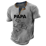 Personalized Papa Hands With Kid Names Happy Father's Day Lapel Button Men's Short Sleeves Neck Short Sleeve Button T shirt Printed VQ241418