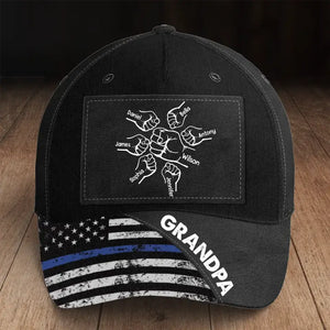 Personalized Grandpa US Police Hands with Kid Names Cap 3D Printed KVH241419