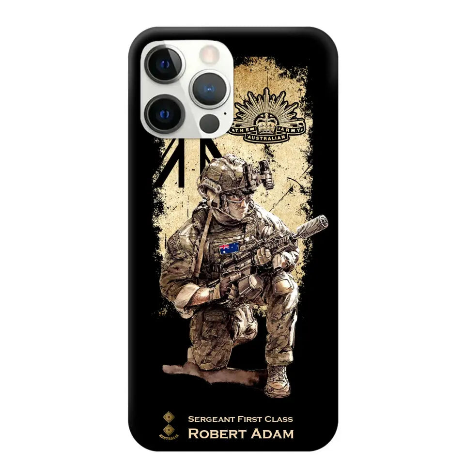 Personalized Australian Veteran Logo Custom Name & Rank Gold Phonecase Printed LVA241528