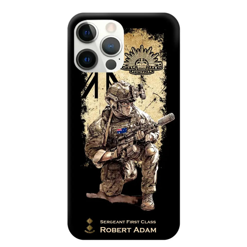 Personalized Australian Veteran Logo Custom Name & Rank Gold Phonecase Printed LVA241528