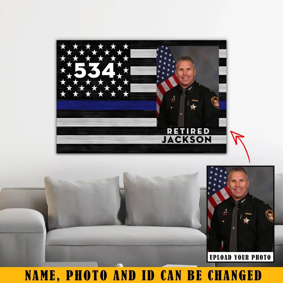 Personalized Upload Your Photo Police Officer Custom Name & ID Canvas Printed KVH241618