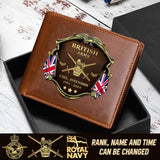 Personalized British Army Veteran Rank Gold Custom Name & Time Leather Wallet AHHN241611