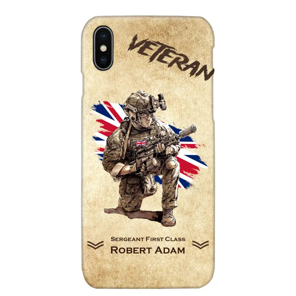 Personalized UK Veteran Custom Name & Rank Phonecase Printed AHHN241696