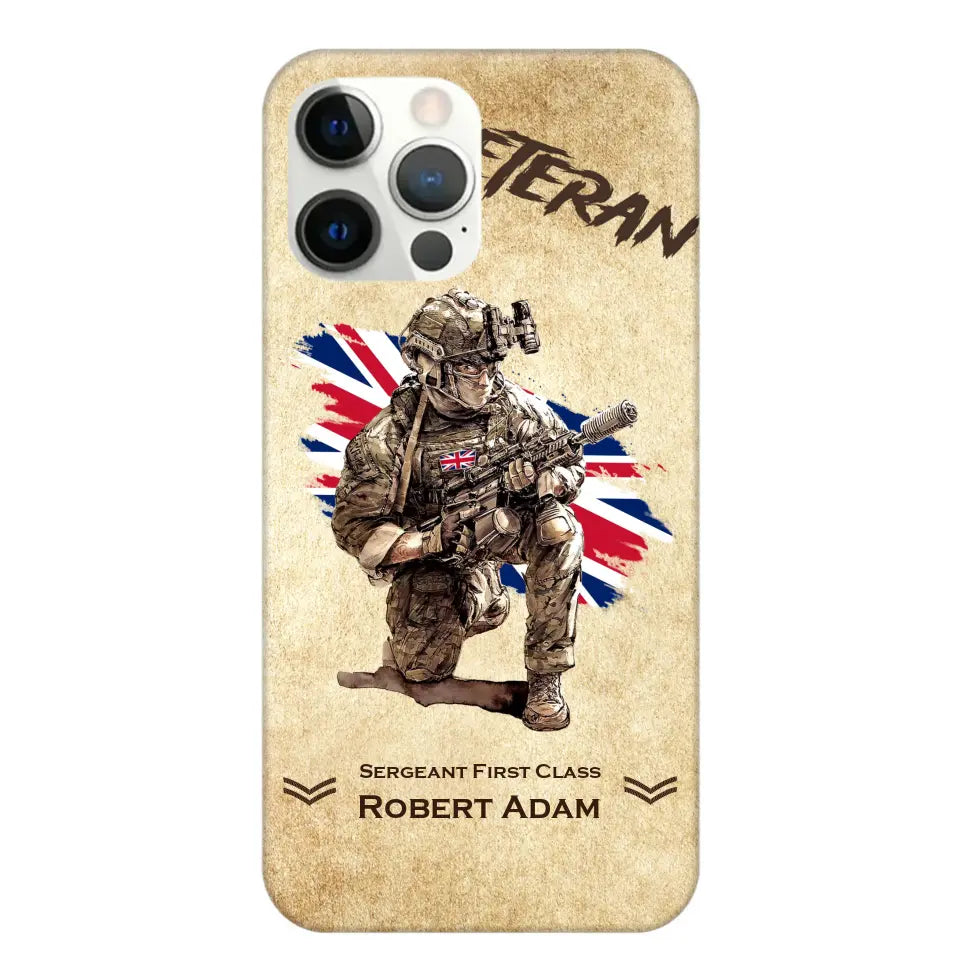 Personalized UK Veteran Custom Name & Rank Phonecase Printed AHHN241696