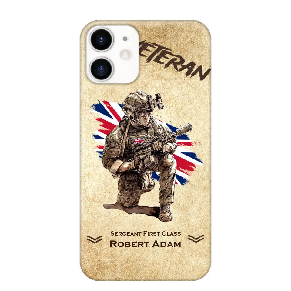 Personalized UK Veteran Custom Name & Rank Phonecase Printed AHHN241696