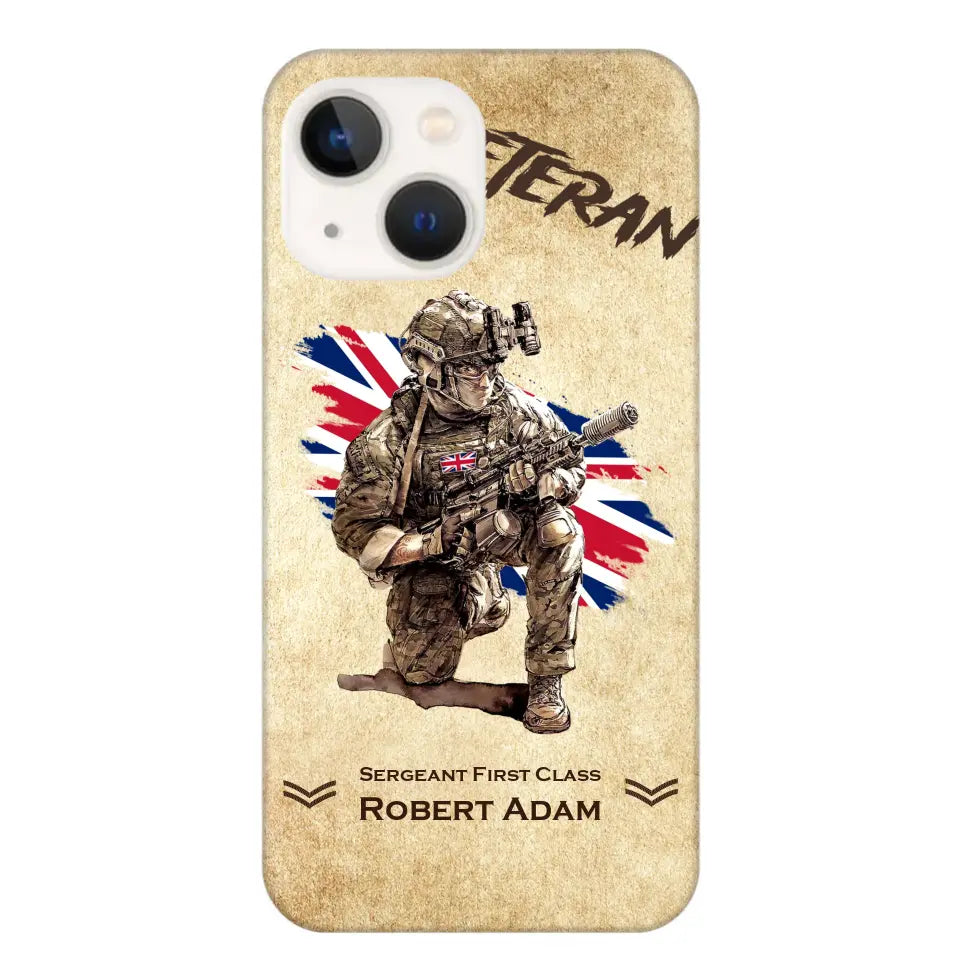 Personalized UK Veteran Custom Name & Rank Phonecase Printed AHHN241696