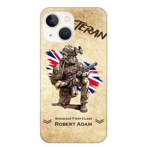 Personalized UK Veteran Custom Name & Rank Phonecase Printed AHHN241696