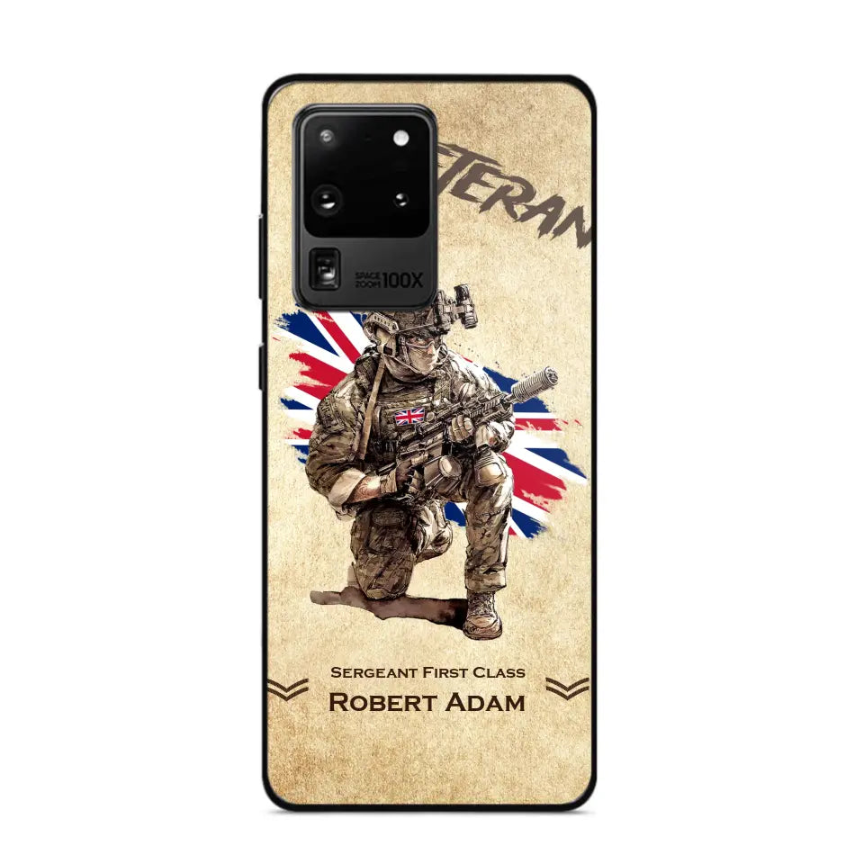 Personalized UK Veteran Custom Name & Rank Phonecase Printed AHHN241696